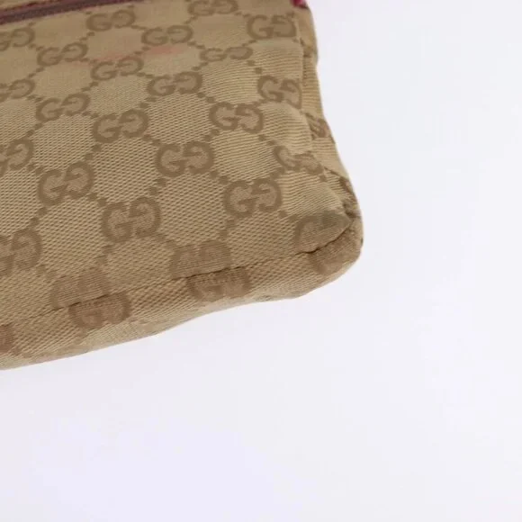 GUCCI GG Canvas Sherry Line Waist Bag Beige Pink Silver 28566 Auth 144532